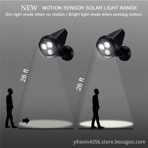 Solar Energy LED Motion Sensor Oudoor Light 2LED IP65 Waterproof Sensor Solar Wall Lamp LED